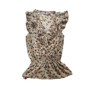 Body Central Floral Peplum‎ Ivory Blouse With Ruffles Size Medium